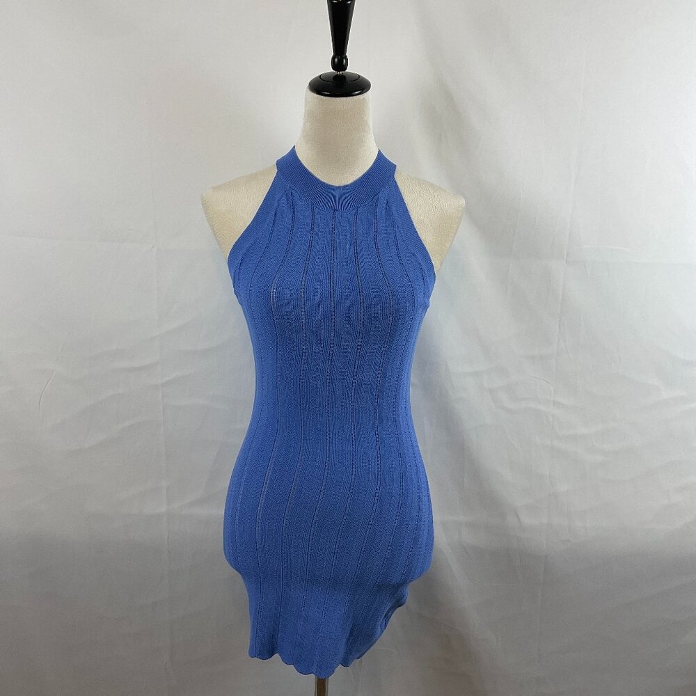 superdown Cobalt Blue Ribbed Halter Mini Dress